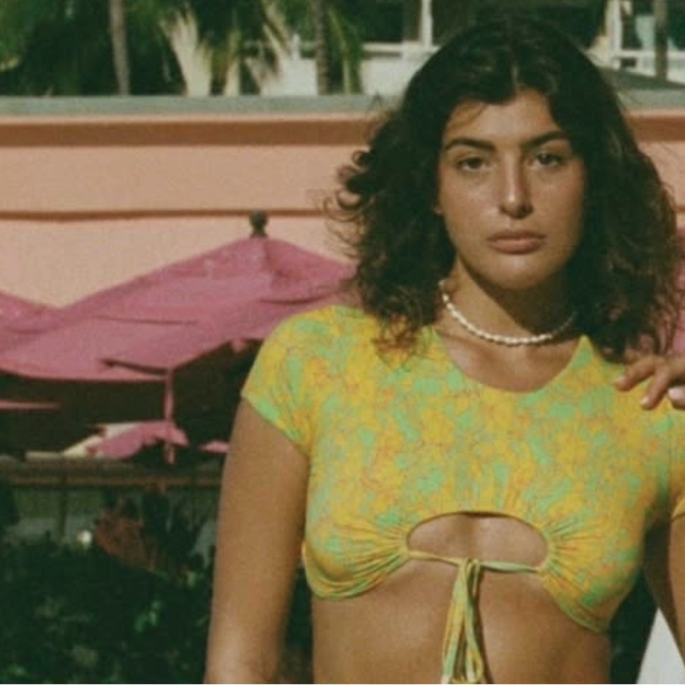 Floral Yellow and Green Women's Top